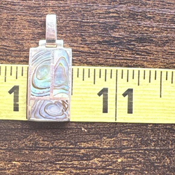 VTG Solid Sterling Silver 925 Abalone Pendant Size 1.25" Length - Picture 9 of 9